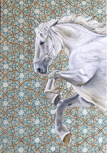 Print of Horse Paintings by Houria Akbar Mughal