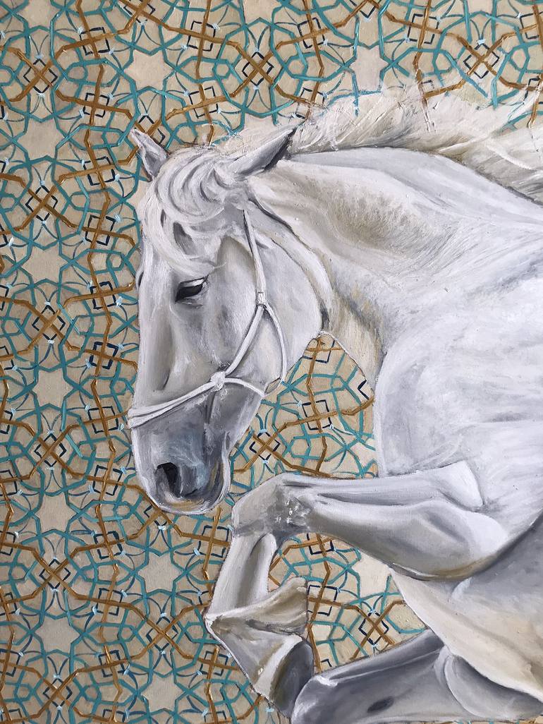 Original Fine Art Horse Painting by Houria Akbar Mughal