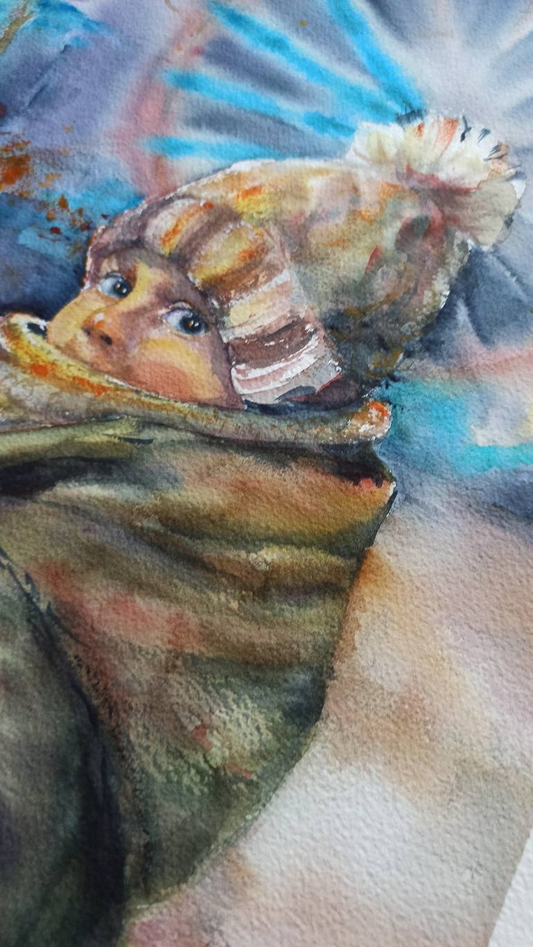 Original Fine Art Children Painting by Olena Koliesnik