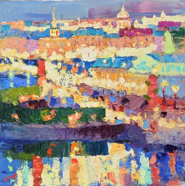 Original Abstract Cities Paintings by Sergey Gusev