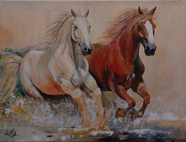 Print of Horse Paintings by Syed Qasim Shah