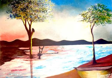 Original Expressionism Beach Paintings by Chrisford Chayera