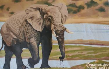 Original Fine Art Animal Paintings by Chrisford Chayera