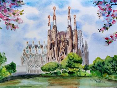 Watercolor Impressions of Sagrada Familia, Barcelona thumb