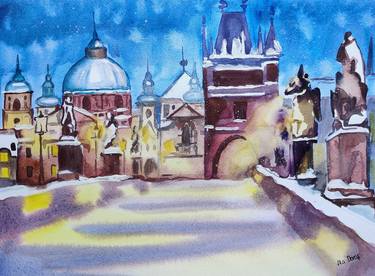 Prague Winter Nights: A Watercolor Journey thumb