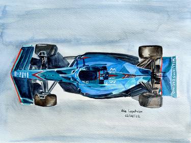 Williams Racing Car in watercolours, Formula 1 Barcelona 2022, F1 thumb