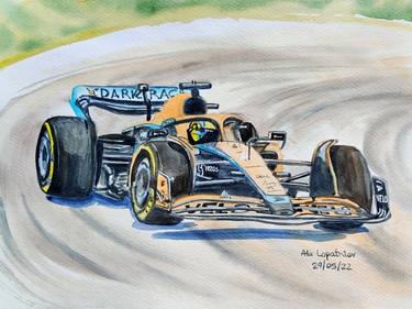 McLaren Racing Car in watercolours, Formula 1 Barcelona 2022, F1 thumb