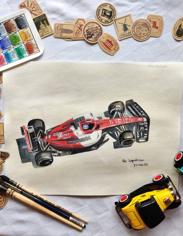 Original Illustration Car Painting by Ala Lopatniov Singereanu
