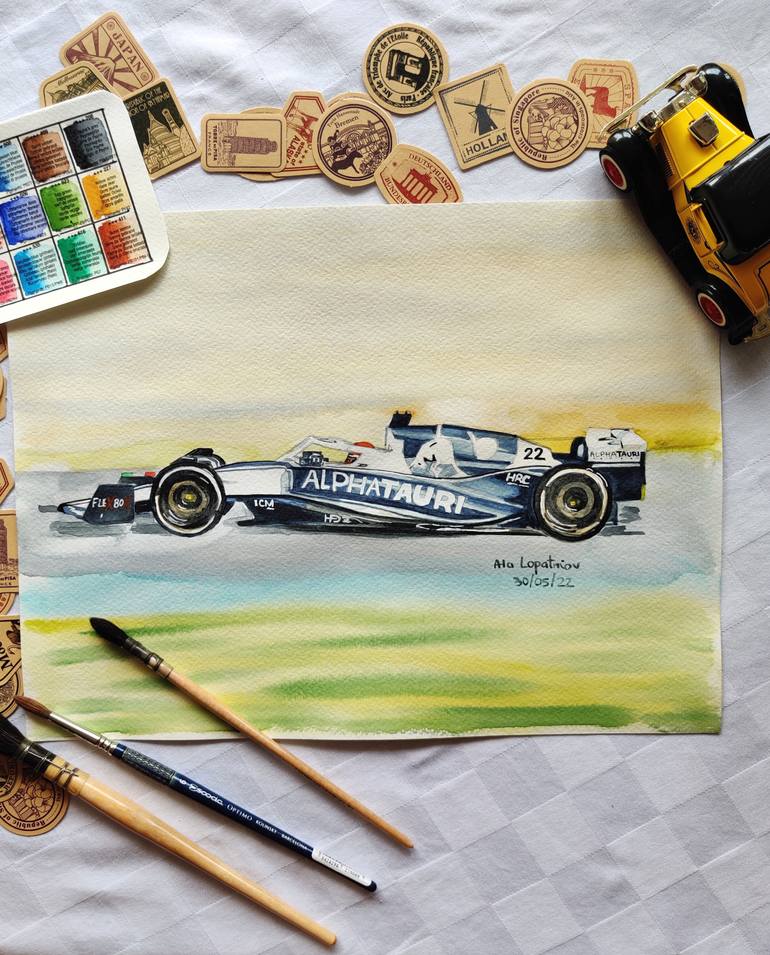 Original Illustration Car Painting by Ala Lopatniov Singereanu