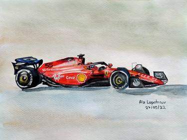 Ferrari Racing Car in watercolours, Formula 1 thumb