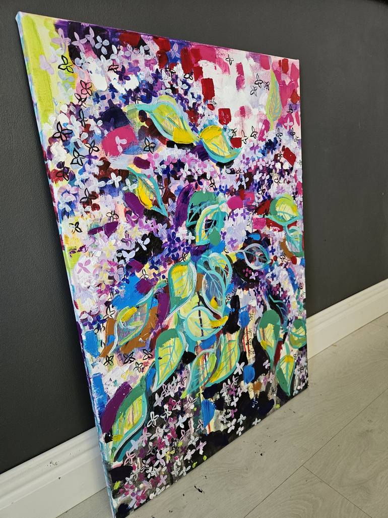 Original Expressionism Floral Painting by Laura Vizbule