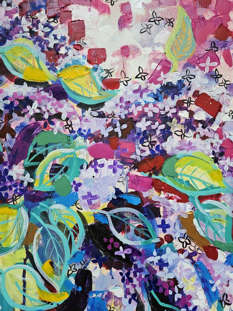 Original Expressionism Floral Painting by Laura Vizbule