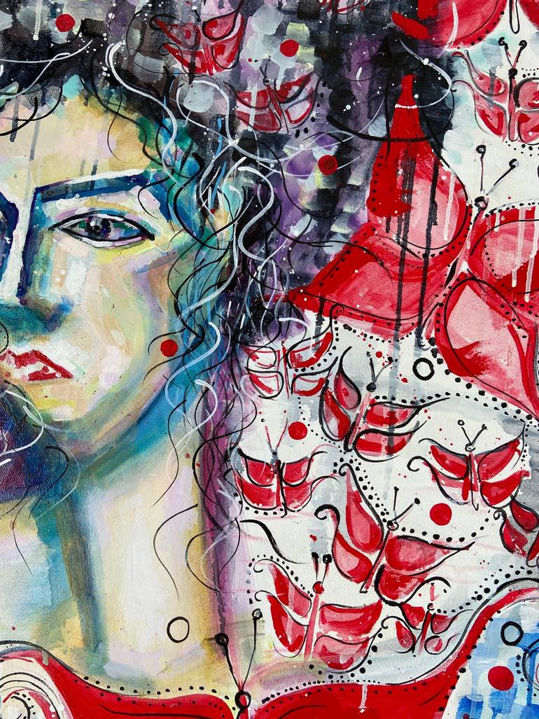 Butterflies rain Painting by Laura Vizbule | Saatchi Art