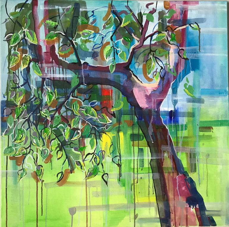 Medium Size Acrylic Paint on Canvas. Original Painting. Tree and