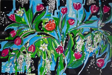 Original Abstract Floral Paintings by Laura Vizbule