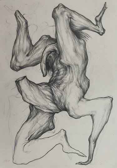 Original Expressionism Body Drawings by Dmitrii Drugakov