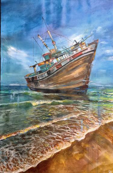 Print of Impressionism Ship Paintings by Farheen kanwal