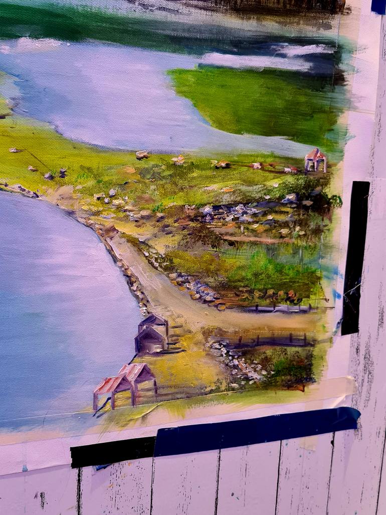 Original Art Deco Landscape Painting by Farheen Kanwal