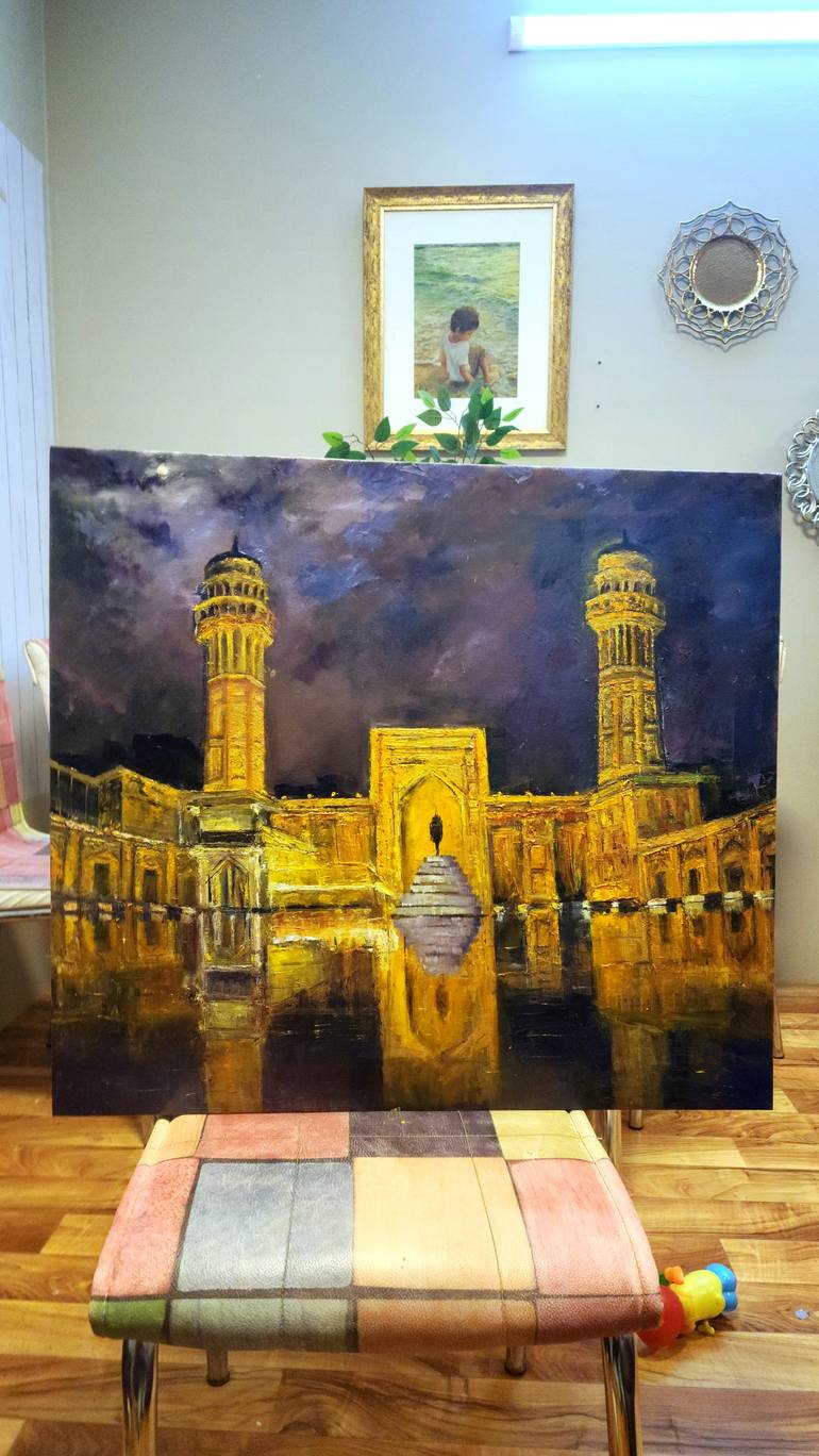 Original Art Deco Architecture Painting by Farheen Kanwal