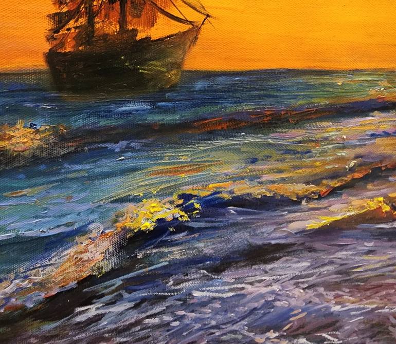 Original Fine Art Seascape Painting by Farheen kanwal
