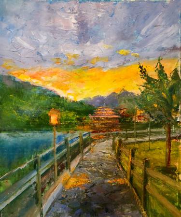 Pallete knife sunset tranquility 3 thumb