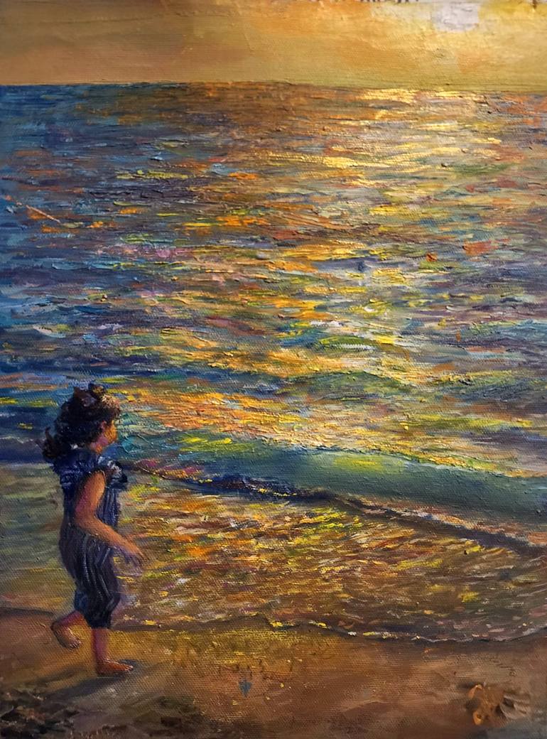 Original Impressionism Seascape Painting by Farheen kanwal