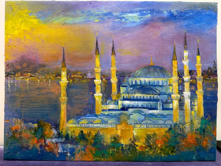 Original Art Deco Architecture Painting by Farheen Kanwal