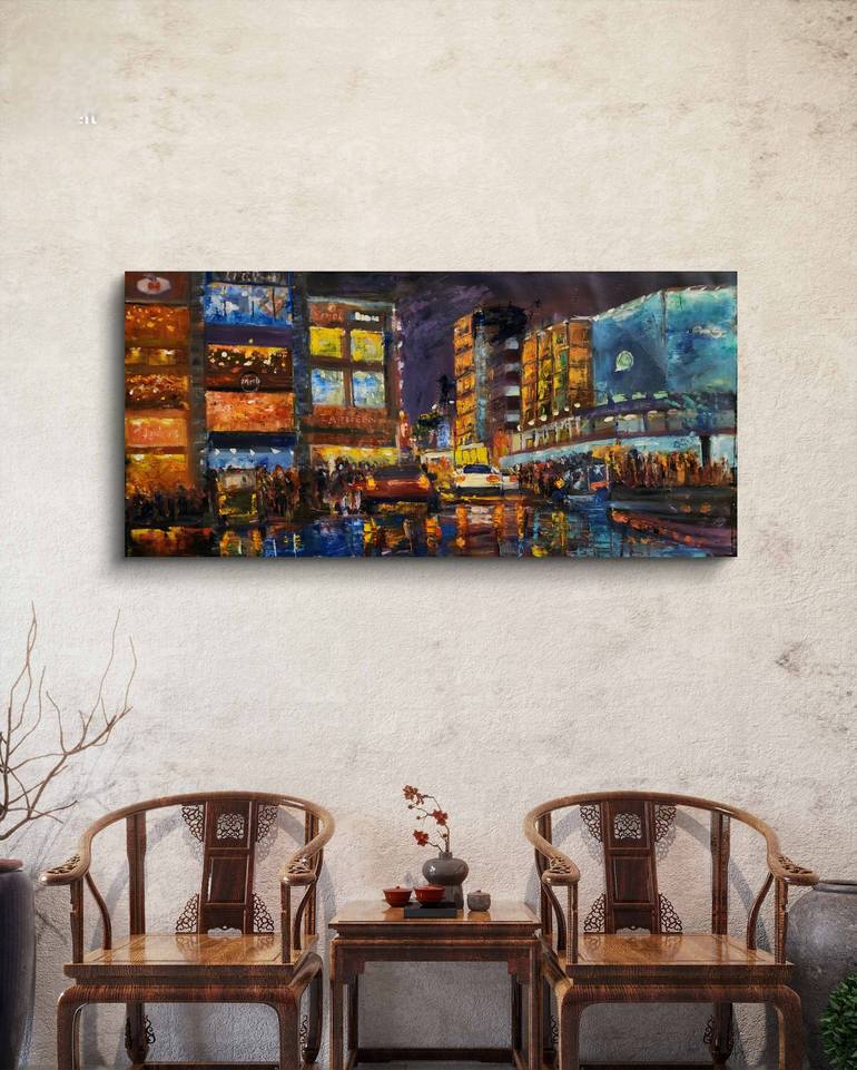 Original Abstract Expressionism Cities Painting by Farheen kanwal