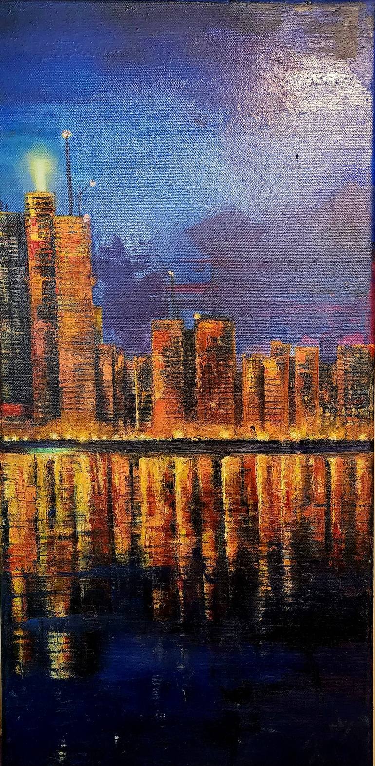 Original Abstract Expressionism Cities Painting by Farheen Kanwal