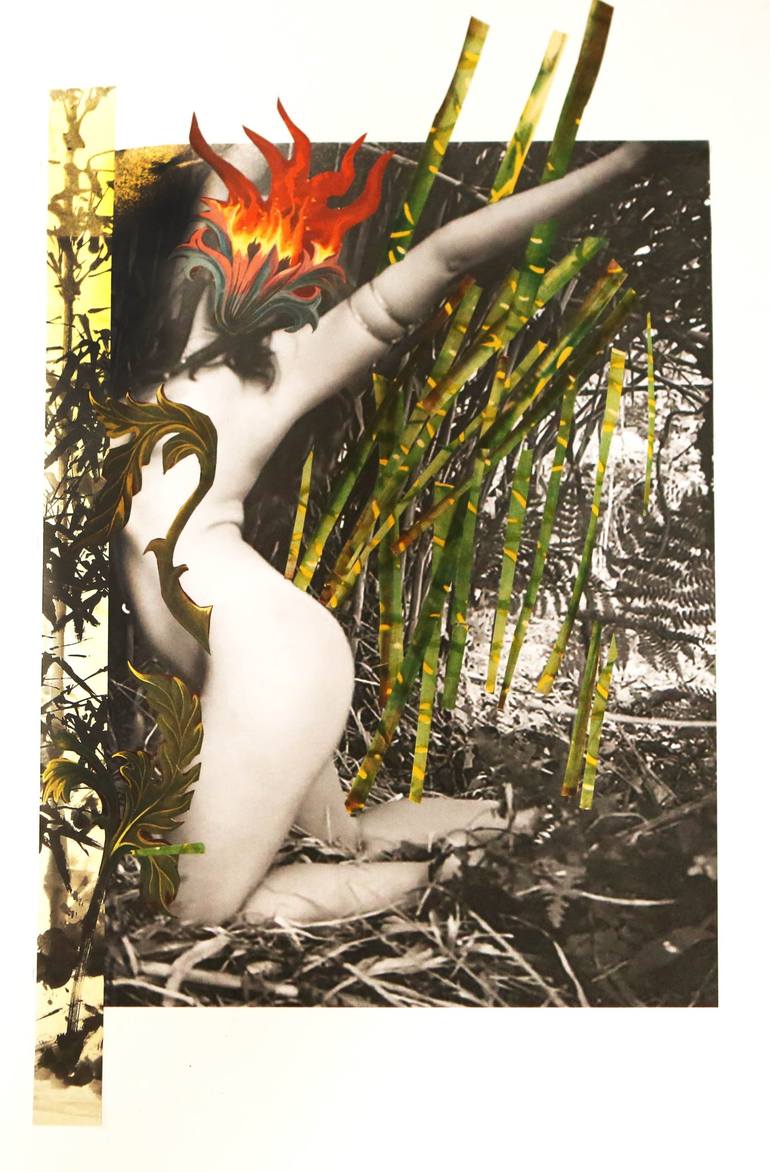 Original Abstract Expressionism Nude Collage by james wvinner