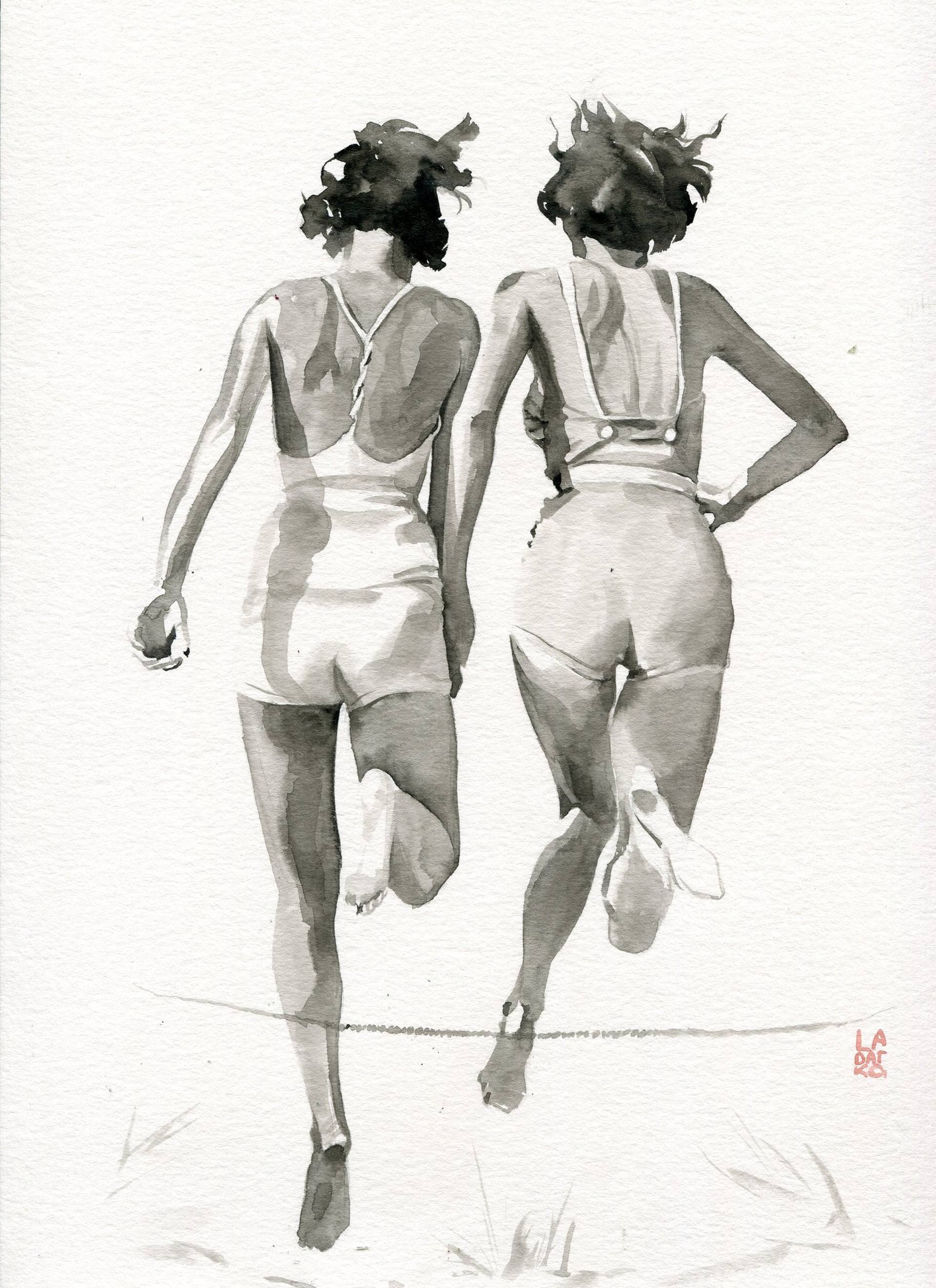 In a jump Drawing by Anastasia Ladatko | Saatchi Art