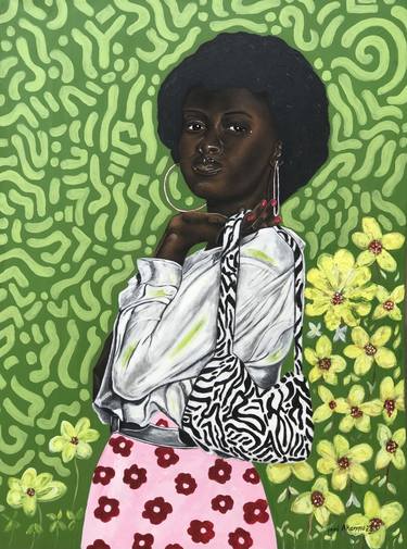 Original Art Deco Women Paintings by Oluwafemi Akanmu