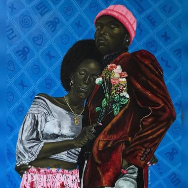 Original Figurative Love Paintings by Oluwafemi Akanmu