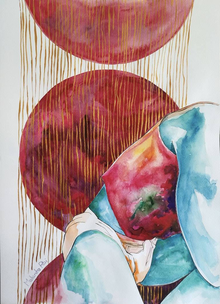 Golden stripes. Male art. Man´s body. Watercolor gay art. Painting by  Malanko Rai | Saatchi Art