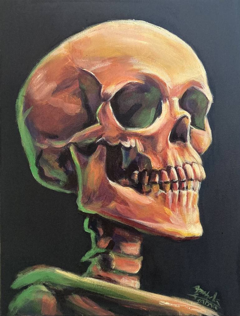 Green Light Skull Painting by Isabela Seabra Saatchi Art