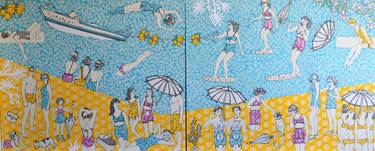 Original Illustration Beach Paintings by Paz Barreiro