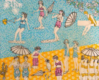 Original Figurative Beach Paintings by Paz Barreiro