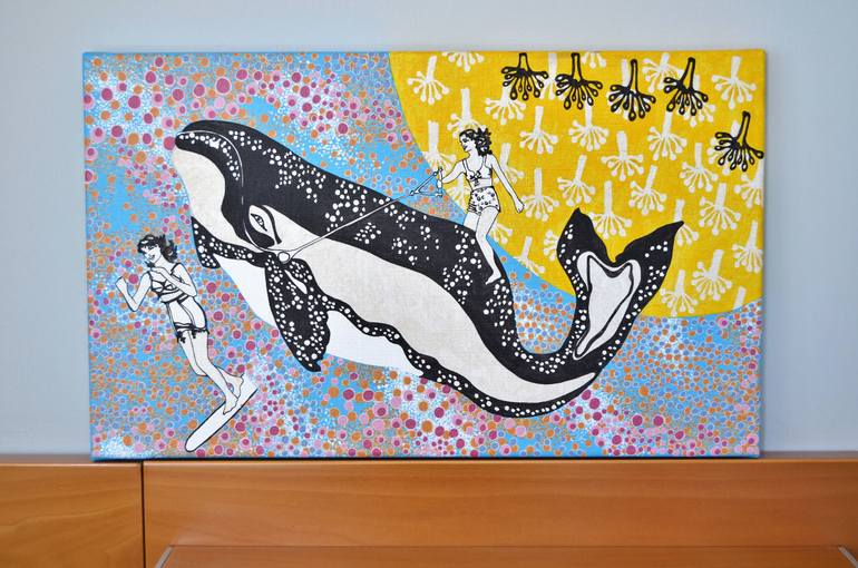 Original Figurative Beach Painting by Paz Barreiro 