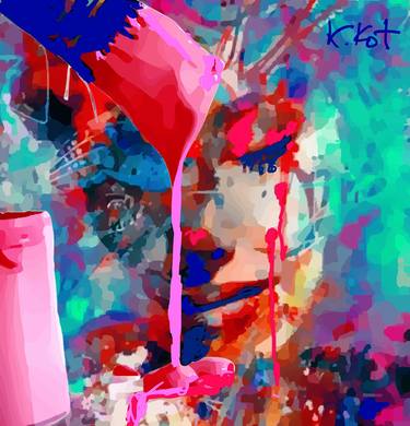 Original Pop Art Women Mixed Media by Katia Kot