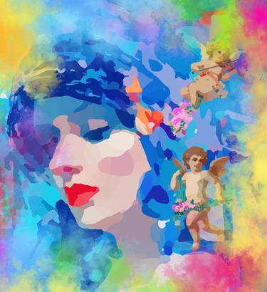 Original Pop Art Women Mixed Media by Katia Kot