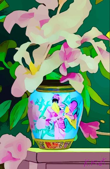 Still life with turquoise chinoiserie jar thumb