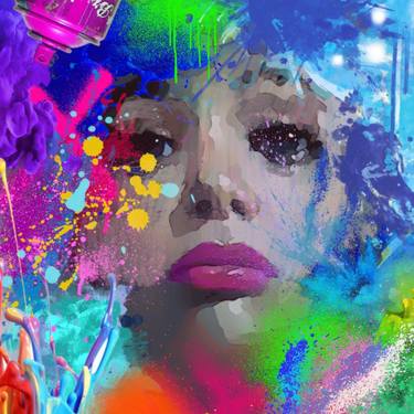 Original Pop Art Women Mixed Media by Katia Kot