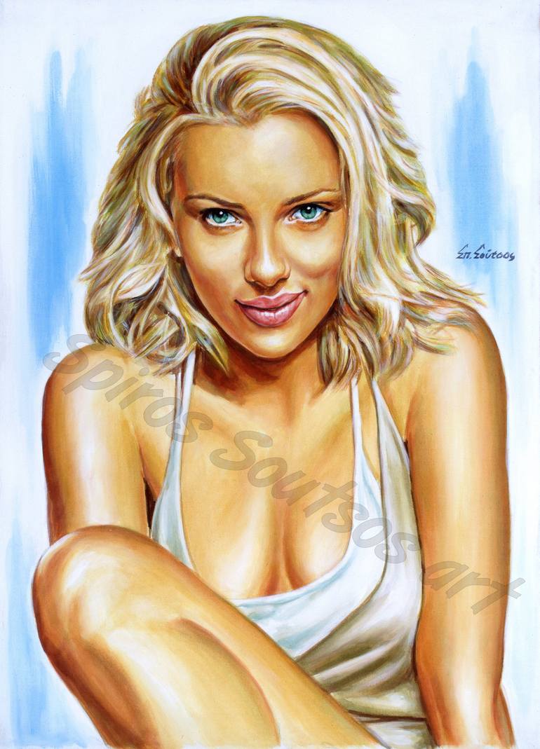 Scarlett Johansson Porn Cartoon - Scarlett Johansson Painting by Spiros Soutsos | Saatchi Art