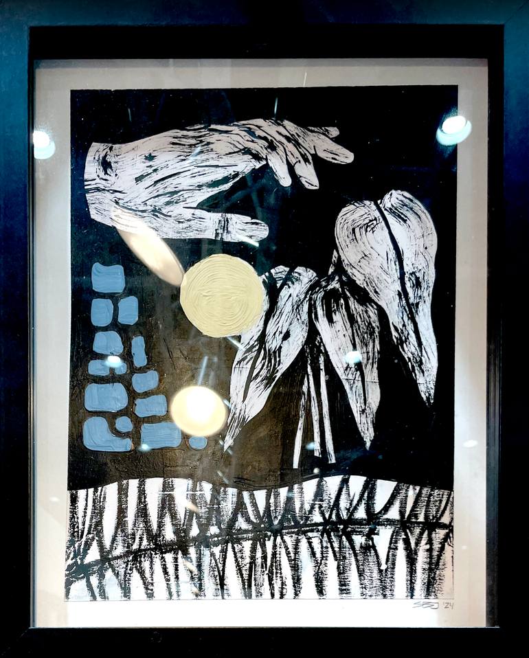 Original Black & White Abstract Painting by Jake Kenobi