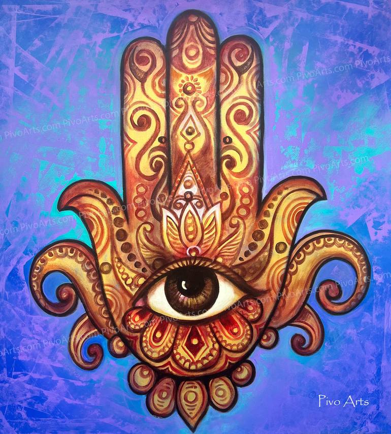 Divine Hand Of Fatima: Hamsa Hand | Hand Of God For Good Luck Painting ...