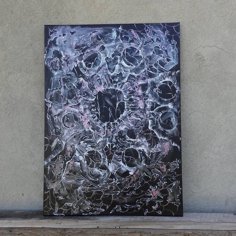 Original Abstract Mortality Painting by Ruso Tsig