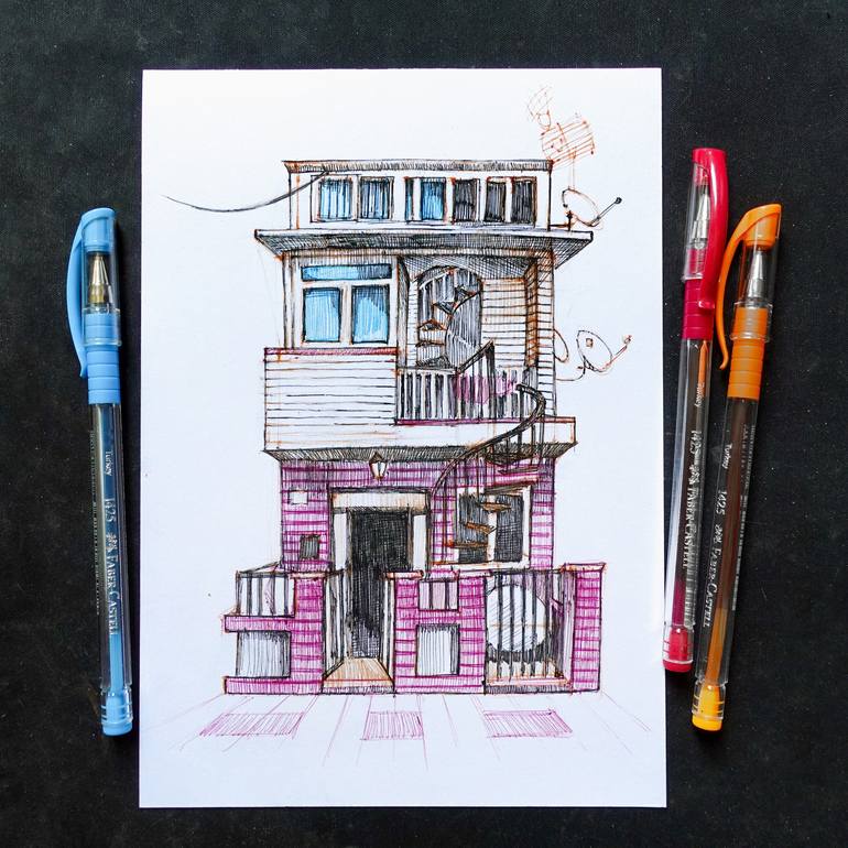 Original Home Drawing by Ruso Tsig