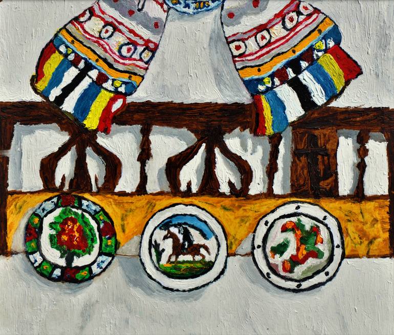 Original Abstract Expressionism Rural life Painting by Noktys Art House