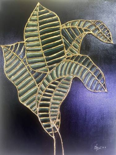 Tropical leaves: 3D mixed media Art thumb
