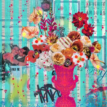 Original Contemporary Floral Collage by Jules Wild